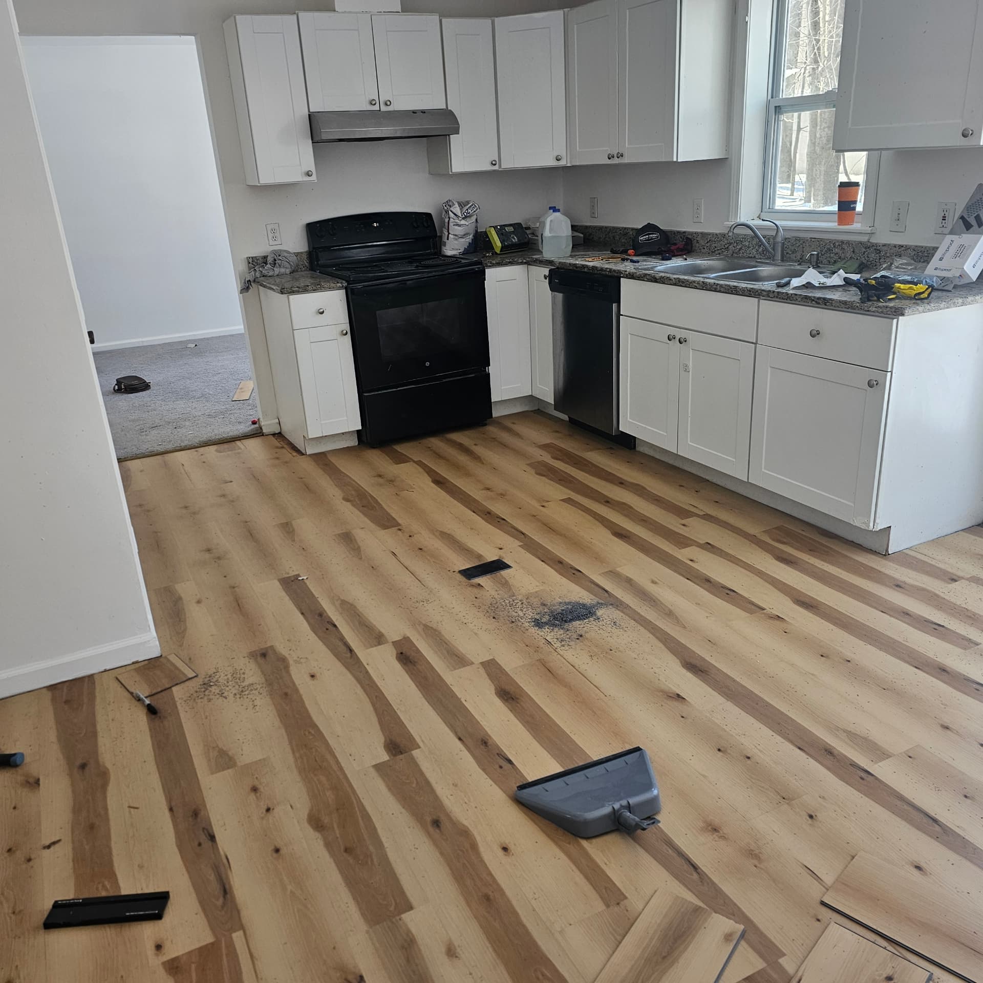 New flooring through the kitchen